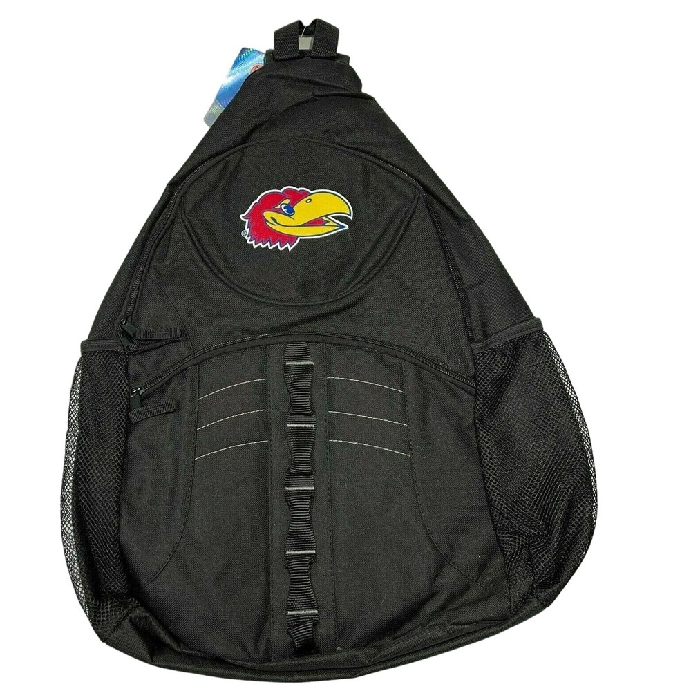 Team Sport NCAA Kansas JayHawks Black Laptop Table SLING Backpack Color Logo
